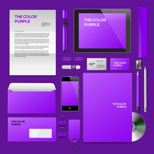 purple corporate id mockup vector