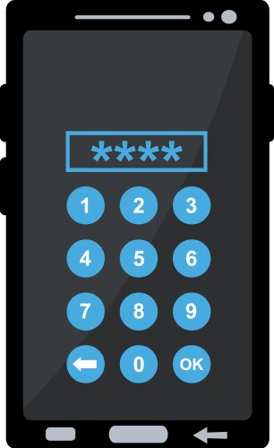 Cellphone numeric keyboard password security vector image