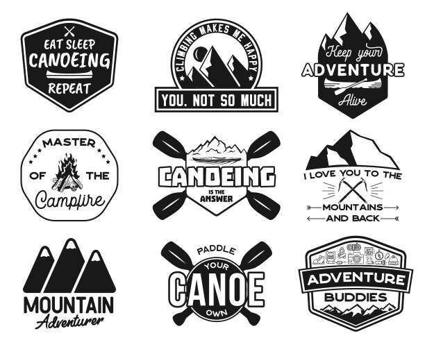 Vintage Canoe & Kayak Patches Vector Image