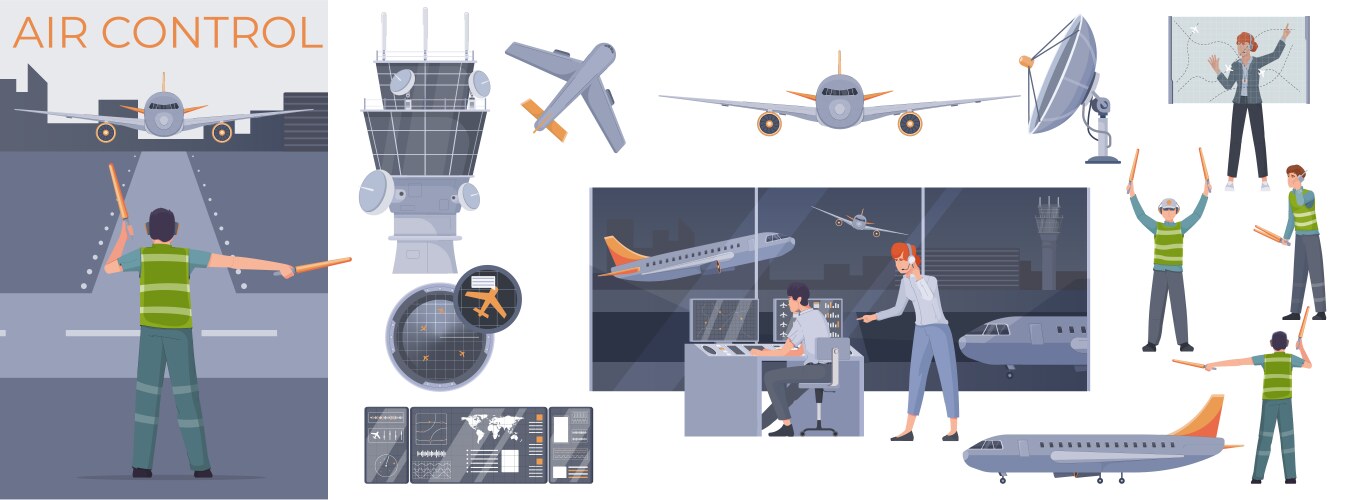 Air traffic control infographic Royalty Free Vector Image