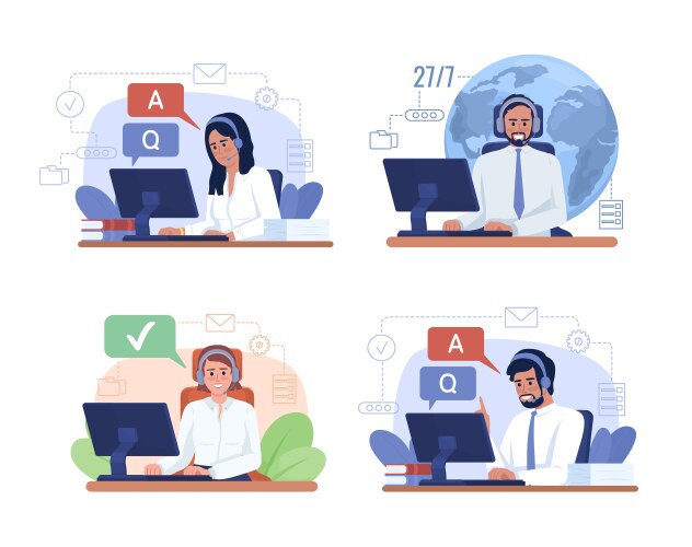 Remote customer service representative working Vector Image