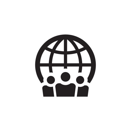 Global Team Icon - People & Globe Vector Image