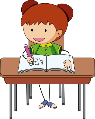 Cartoon girl studying Royalty Free Vector Image