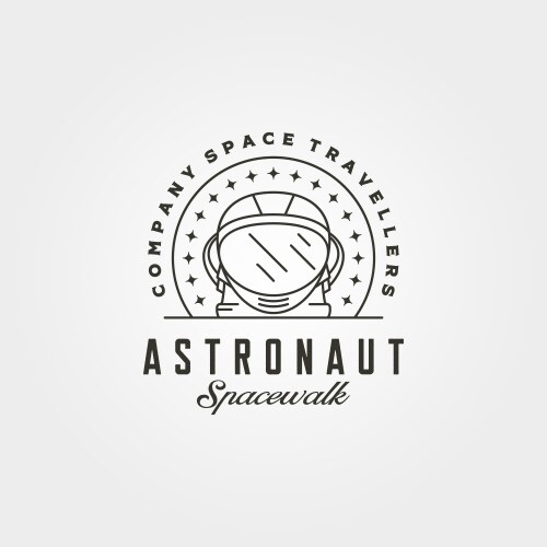 Vintage astronaut helmet head logo symbol vector image