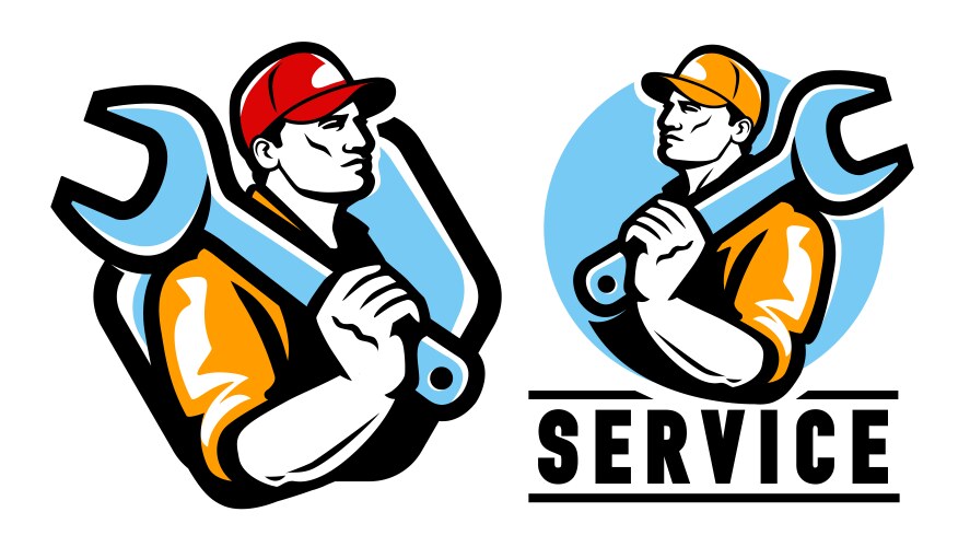 construction worker engineer emblem builder vector image vector image