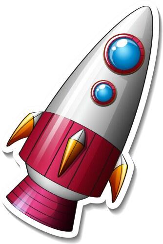 A sticker template with rocket space cartoon vector image