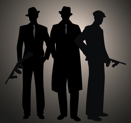 three retro style men silhouettes wearing hat vector