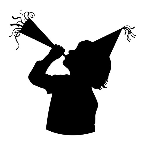 Child Blowing Party Horn Silhouette Vector Image