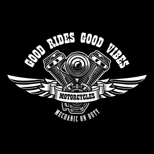 Emblem template with winged motorcycle motor Vector Image