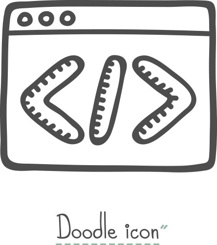 Coding Doodle Icon - App Development vector image
