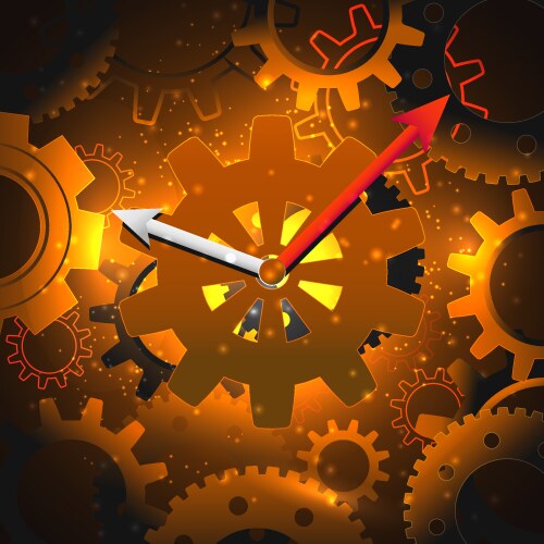 Clock with gears Royalty Free Vector Image - VectorStock