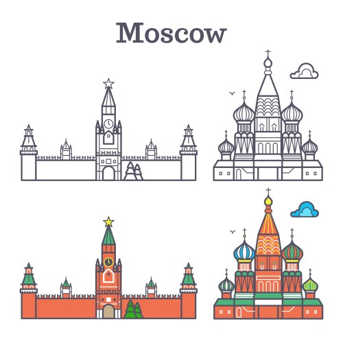 moscow linear russia landmark soviet buildings vector image