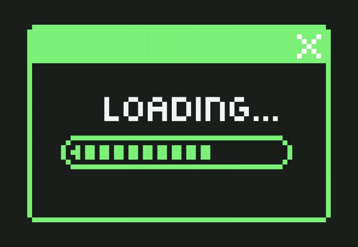 Pixel art retro loading bar computer window vector image