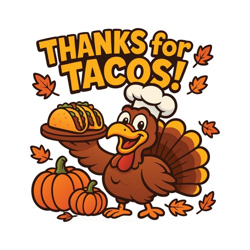 Thanksgiving Turkey Chef with Tacos Vector Image