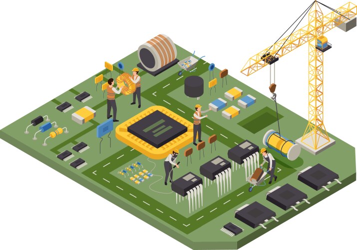 Semiconductor construction site composition vector image