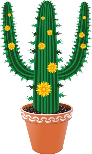 Single Cactus in Pot Vector Image