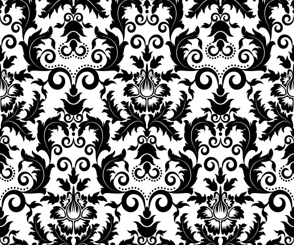 Black flowers with stems seamless pattern Vector Image