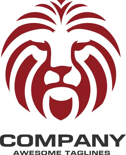 Lion Head Logo - Red Vector Image