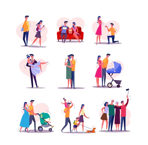 Family life cycle set vector image