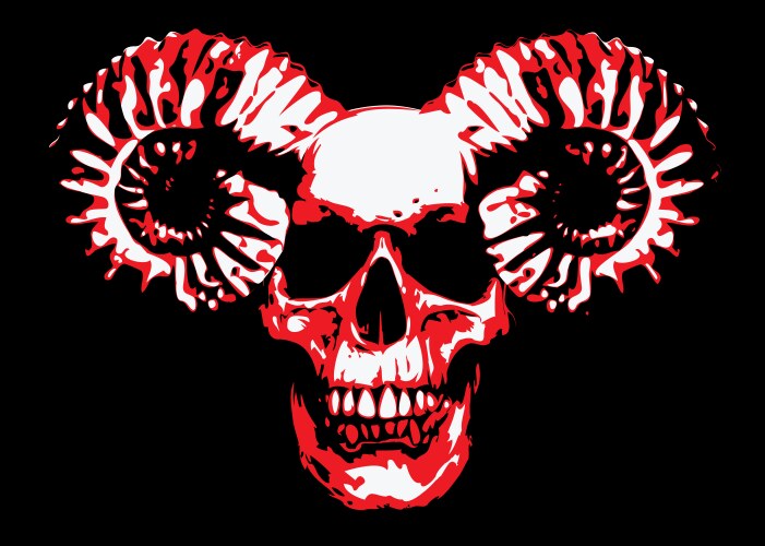 Baphomet Ram Skull - Grunge Satanic Symbol Vector Image