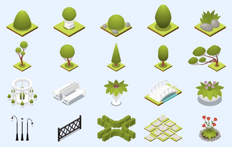 Landscape park and garden design icons Royalty Free Vector