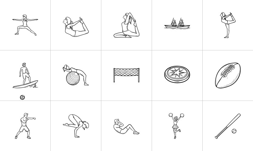 Sport hand drawn outline doodle icon set Vector Image