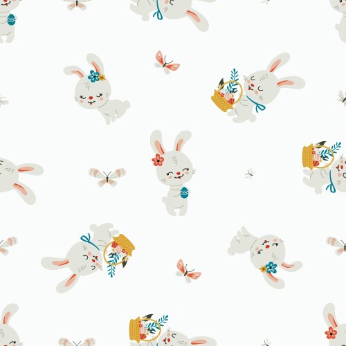 Spring easter background with bunnies Royalty Free Vector