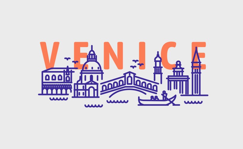 City venice in outline style on white vector image