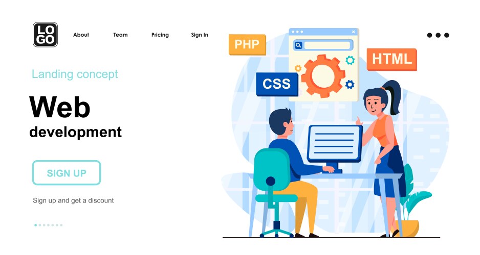 Programmers Coding Web Development vector image