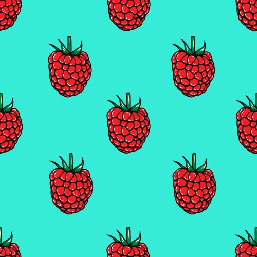 seamless pattern with raspberries design element vector image