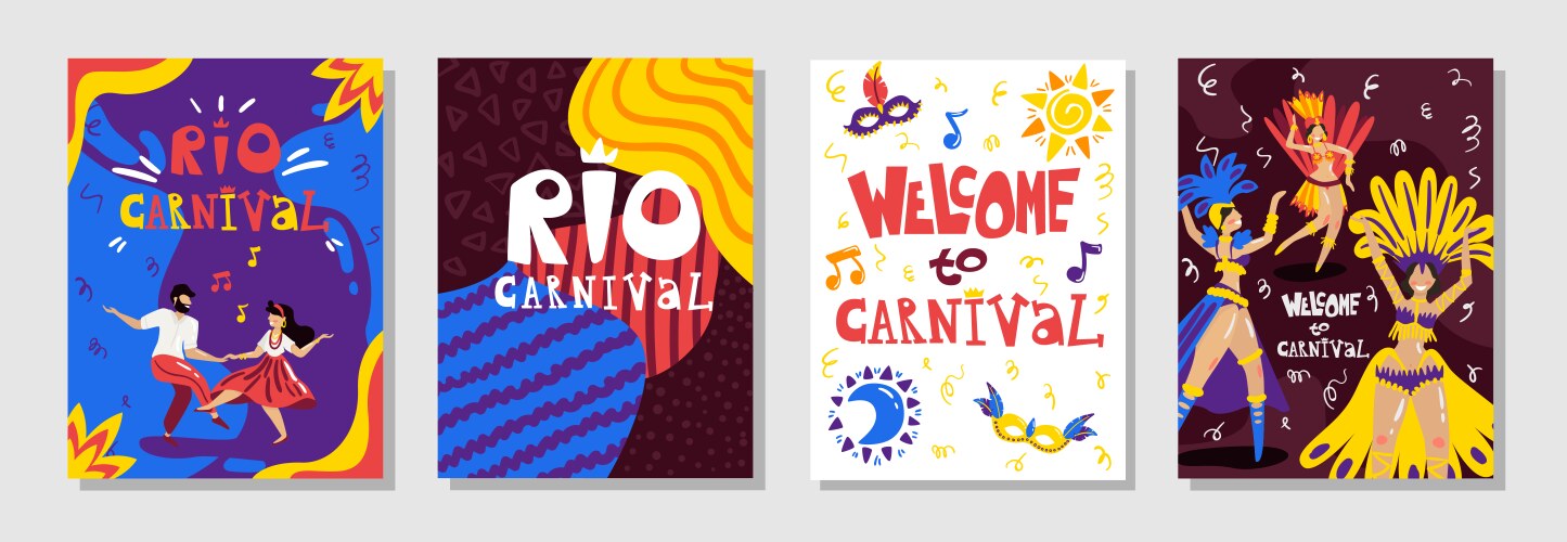 brazil carnival posters set vector image