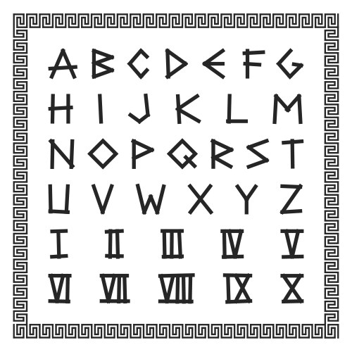 greek font english alphabet ancient latin vector