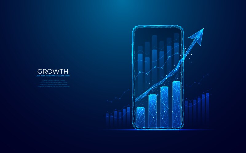 Abstract mobile phone and growth chart vector image