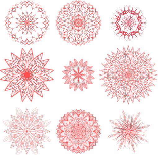 Geometric chrysanthemums set Vector Image