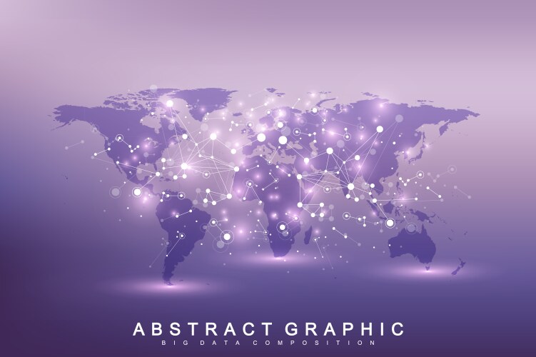 world map point with global technology networking vector image