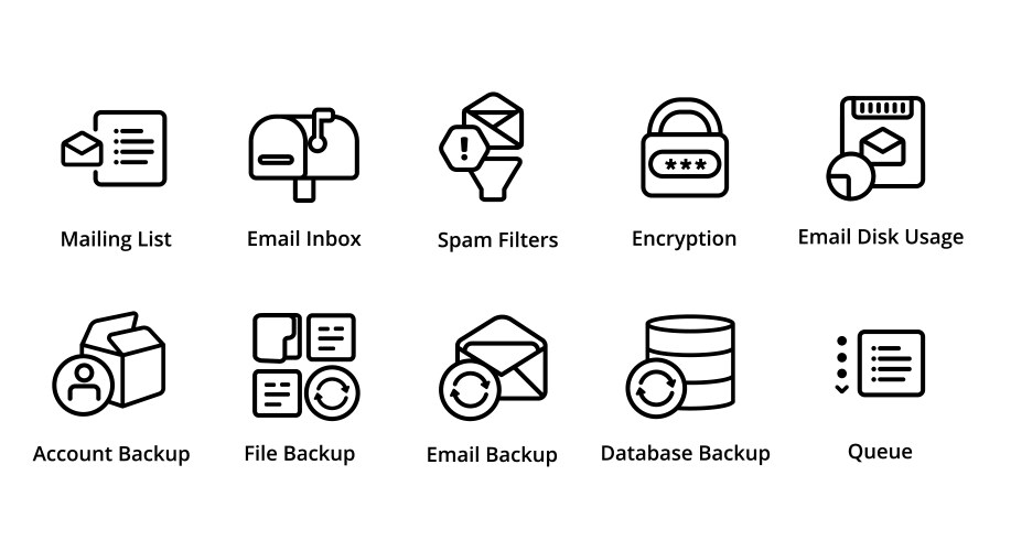 Mailbox email filter spam file backup disk usage vector image