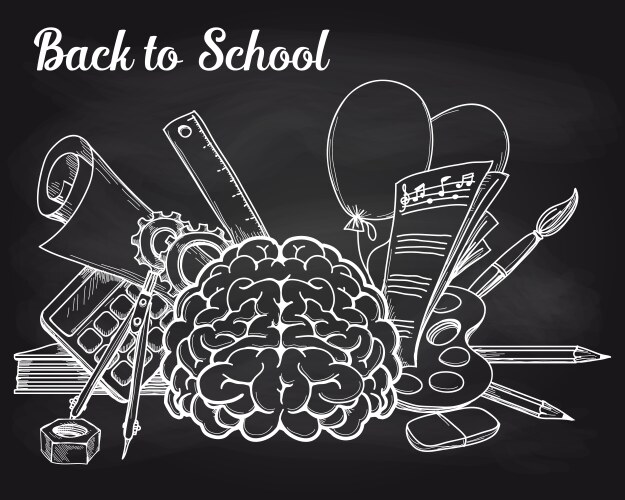 Chalk board back to school backdrop Royalty Free Vector