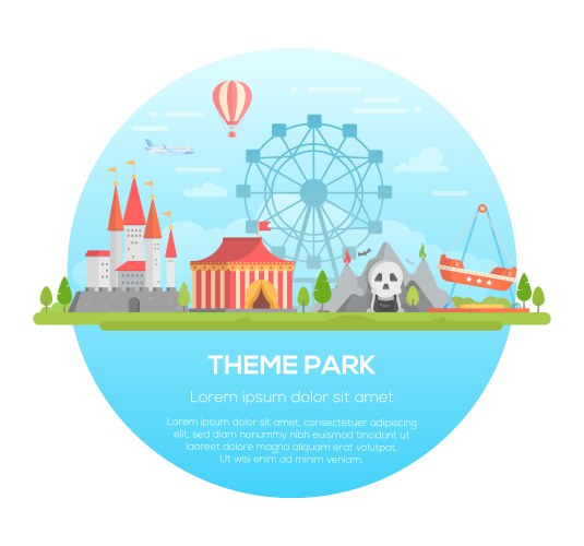 Fun fair theme park on isolated background Vector Image