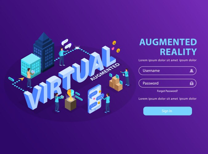 Augmented reality isometric background vector image