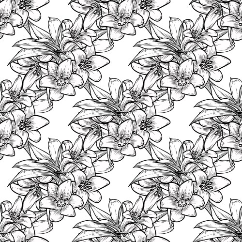 Floral seamless pattern with hand drawn lotus Vector Image