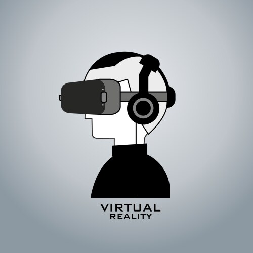Virtual reality logo flat design icon black Vector Image