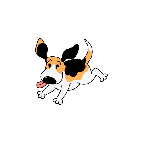 Happy cartoon beagle dog running with tongue out vector image