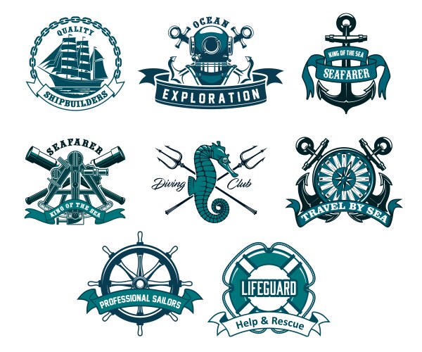 Nautical Ship & Marine Icons Vector Image