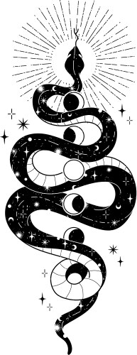 Occult Snake & Moon Art Vector Image