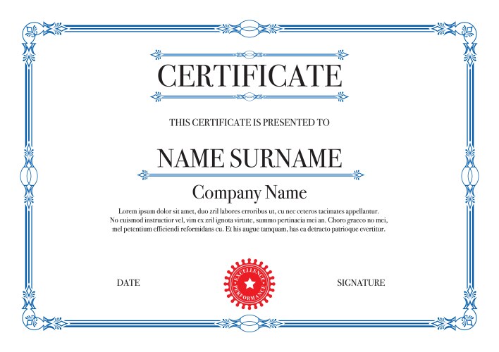 Certificate Border - Achievement Award Vector Image