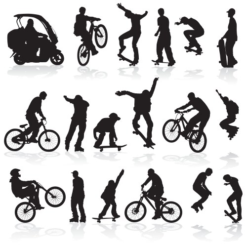 Silhouettes of People on Sports Equipment Vector Image