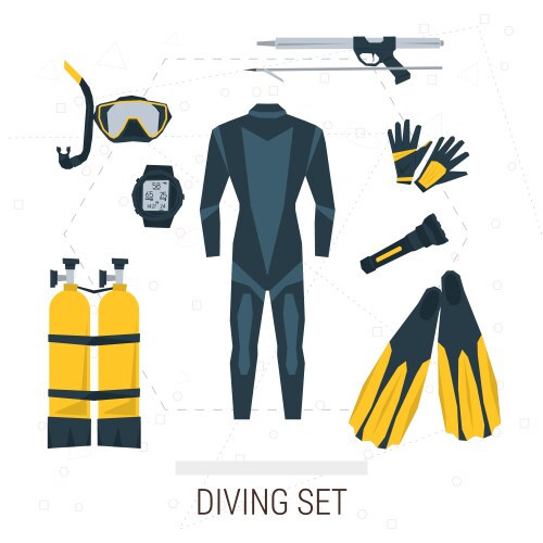 Icons set of diving equipment – Royalty-Free Vector | VectorStock