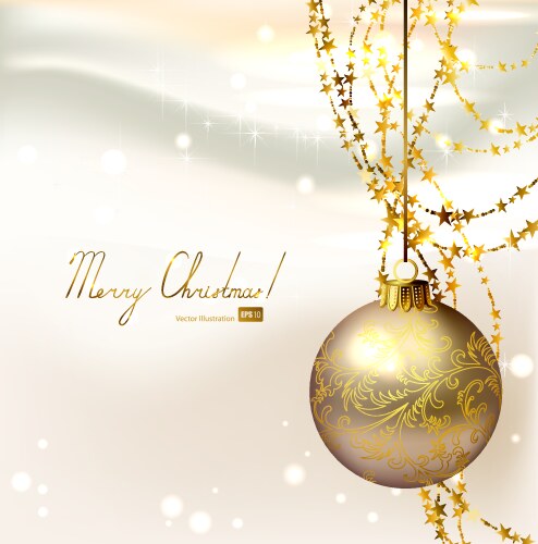 Elegant christmas background with golden bow Vector Image