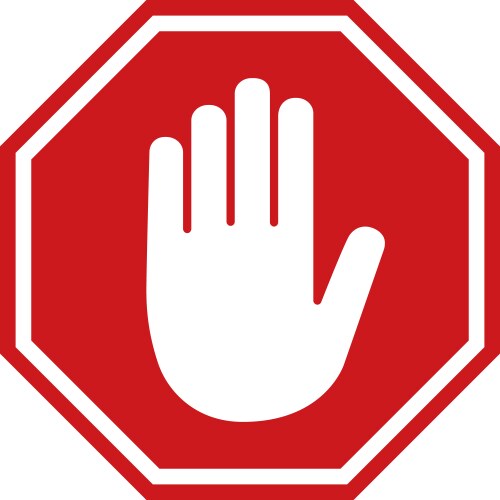 adblock or red stop sign with hand icon vector