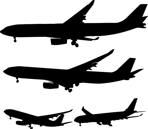 Various planes in black Vector Image